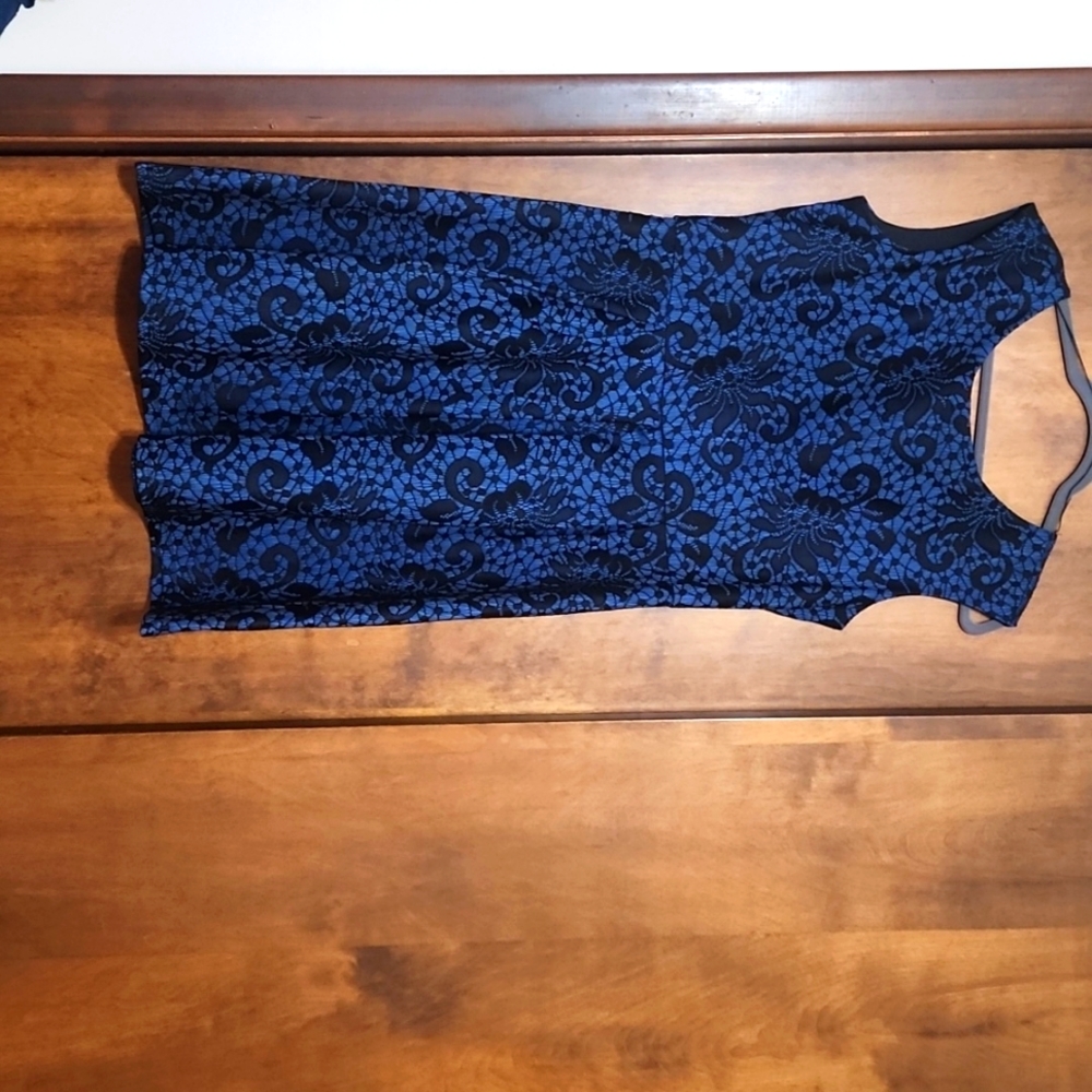 NWT womens navy with black lace dress